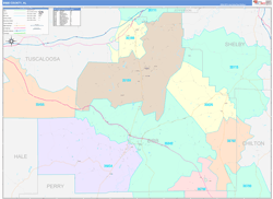Bibb County, AL Wall Map Color Cast Style 2024