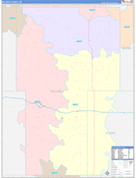 Billings County, ND Wall Map Color Cast Style 2023