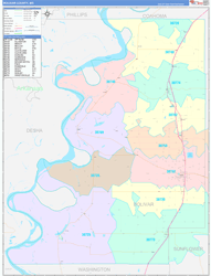 Bolivar County, MS Wall Map Color Cast Style 2024