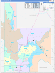 Bonner County, ID Wall Map Color Cast Style 2024