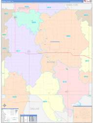 Boone County, IA Wall Map Color Cast Style 2024
