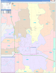 Boone County, IL Wall Map Color Cast Style 2024