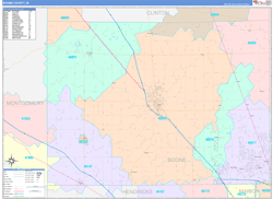 Boone County, IN Wall Map Color Cast Style 2024