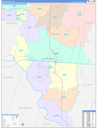 Boone County, MO Wall Map Color Cast Style 2024