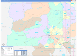 Boulder County, CO Wall Map Color Cast Style 2024