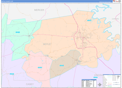 Boyle County, KY Wall Map Color Cast Style 2024