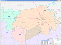 Boyle County, KY Wall Map Color Cast Style 2026