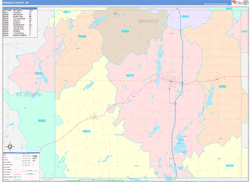 Branch County, MI Wall Map Color Cast Style 2024