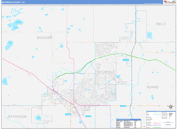 Broomfield County, CO Wall Map Color Cast Style 2024