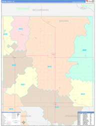 Brown County, KS Wall Map Color Cast Style 2024