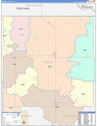 Brown County, KS Wall Map Color Cast Style 2026