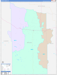 Brown County, NE Wall Map Color Cast Style 2023