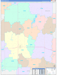 Brown County, SD Wall Map Color Cast Style 2024