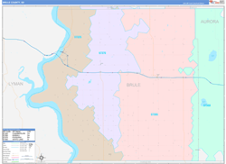 Brule County, SD Wall Map Color Cast Style 2024