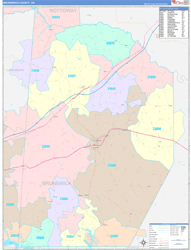 Brunswick County, VA Wall Map Color Cast Style 2024