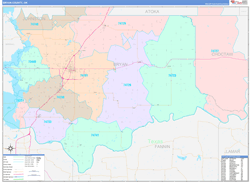 Bryan County, OK Wall Map Color Cast Style 2024