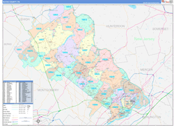 Bucks County, PA Wall Map Color Cast Style 2024