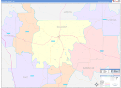 Bullock County, AL Wall Map Color Cast Style 2024