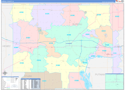 Bureau County, IL Wall Map Color Cast Style 2024