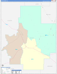 Butte County, ID Wall Map Color Cast Style 2024