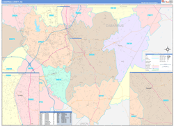 Cabarrus County, NC Wall Map Color Cast Style 2024