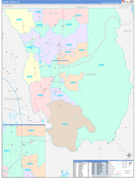 Cache County, UT Wall Map Color Cast Style 2023