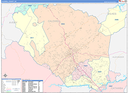 Caldwell County, NC Wall Map Color Cast Style 2026