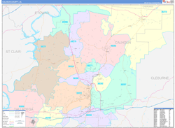 Calhoun County, AL Wall Map Color Cast Style 2024