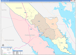 Camden County, NC Wall Map Color Cast Style 2026