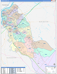 Camden County, NJ Wall Map Color Cast Style 2026