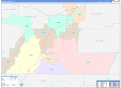 Carbon County, MT Wall Map Color Cast Style 2023