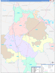 Caroline County, VA Wall Map Color Cast Style 2024