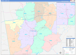 Carroll County, GA Wall Map Color Cast Style 2024