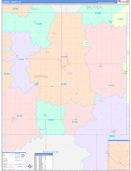 Carroll County, IA Wall Map Color Cast Style 2024
