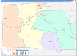 Carter County, MO Wall Map Color Cast Style 2026