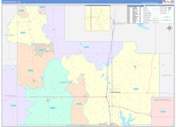 Carter County, OK Wall Map Color Cast Style 2024