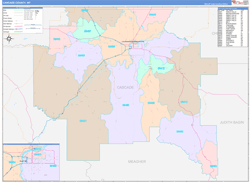 Cascade County, MT Wall Map Color Cast Style 2023