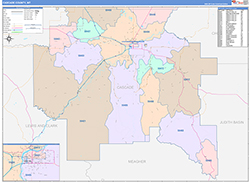 Cascade County, MT Wall Map Color Cast Style 2026