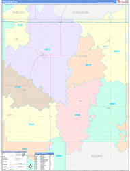 Cass County, IA Wall Map Color Cast Style 2024