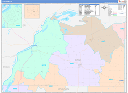 Cass County, IL Wall Map Color Cast Style 2024