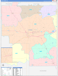 Cass County, IN Wall Map Color Cast Style 2024