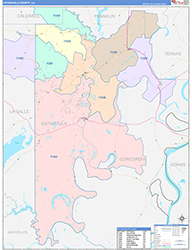 CatahoulaParish (County), LA Wall Map Color Cast Style 2026