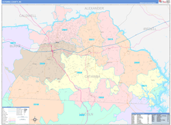 Catawba County, NC Wall Map Color Cast Style 2024