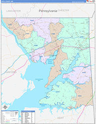 Cecil County, MD Wall Map Color Cast Style 2026