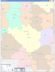 Cedar County, IA Wall Map Color Cast Style 2024
