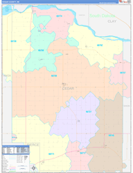 Cedar County, NE Wall Map Color Cast Style 2023