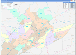 Centre County, PA Wall Map Color Cast Style 2024