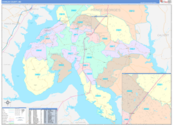 Charles County, MD Wall Map Color Cast Style 2024