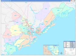 Charleston County, SC Wall Map Color Cast Style 2024