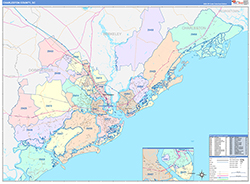 Charleston County, SC Wall Map Color Cast Style 2026